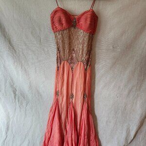 Terani Couture Vintage Embellished Spaghetti Straps Gown Size 8